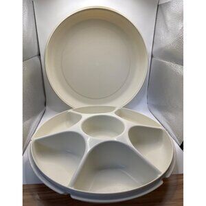 Vintage TUPPERWARE Divided Veggie Fruit & Dip Serving Tray 1665-1  & Lid 1666-1